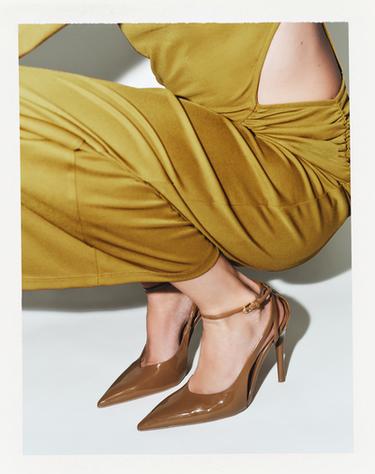 FAUX PATENT HIGH HEEL SHOES - camel by Zara