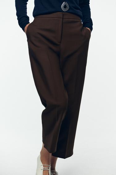 TROUSERS WITH VENT ON THE HEM - Brown by Zara - Image 3
