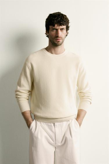 PURL KNIT REGULAR FIT JUMPER - Ecru by Zara