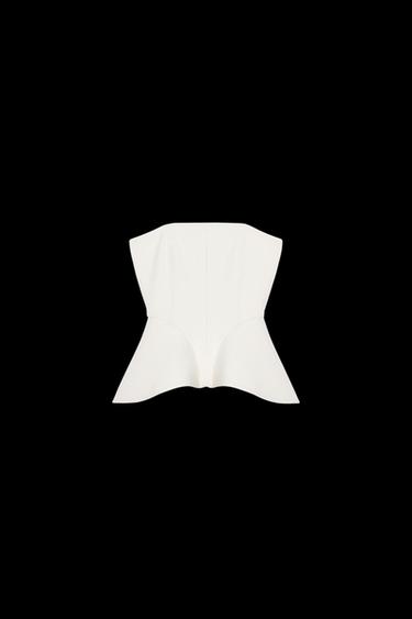 Zara INTERLOCK BANDEAU TOP - Ecru - Image 0