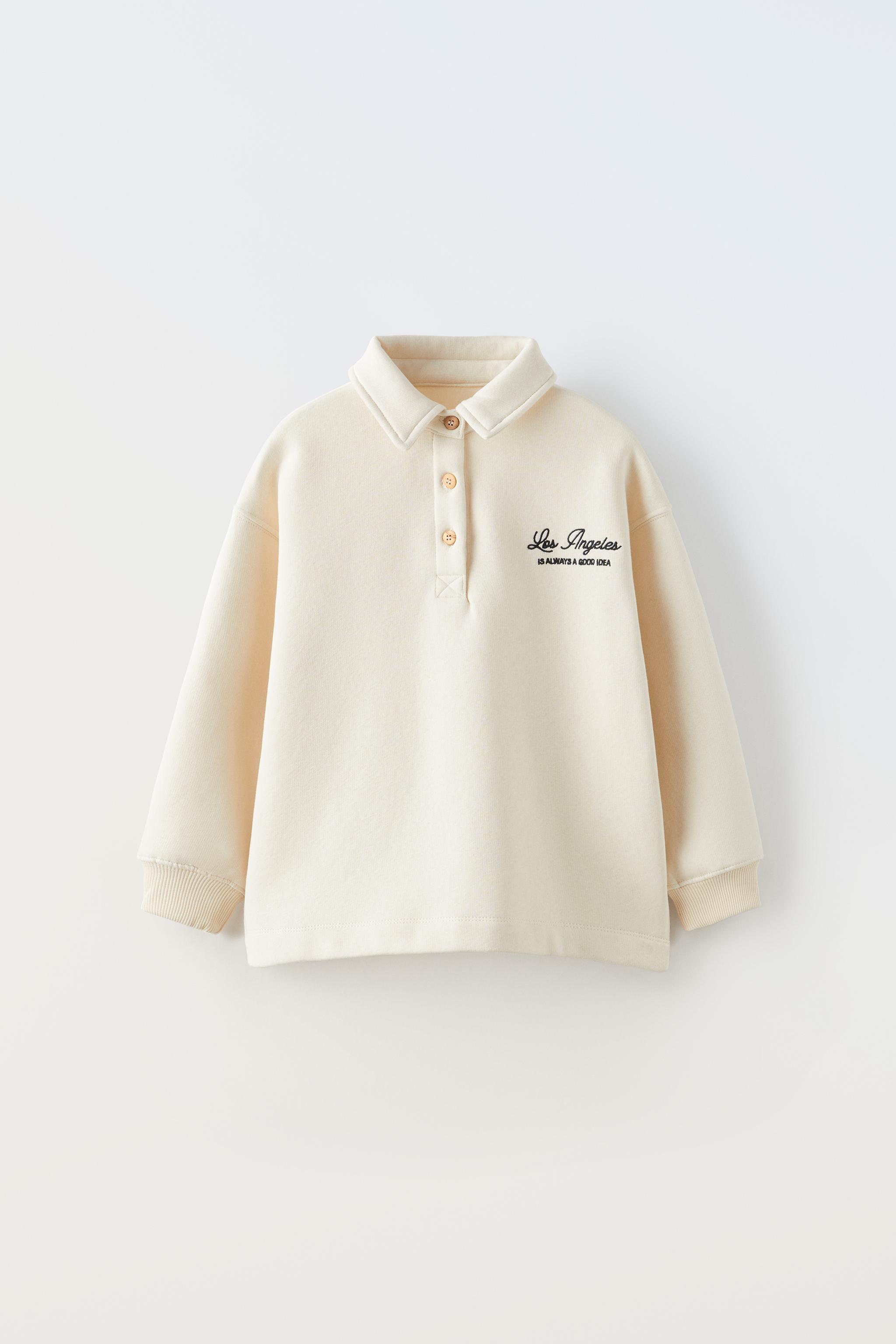 EMBROIDERED POLO SWEATSHIRT - Beige