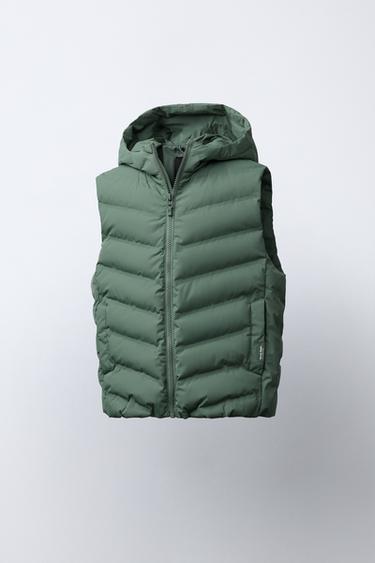 Zara ULTRALIGHT WATER REPELLENT HOODIE VEST - Light khaki
