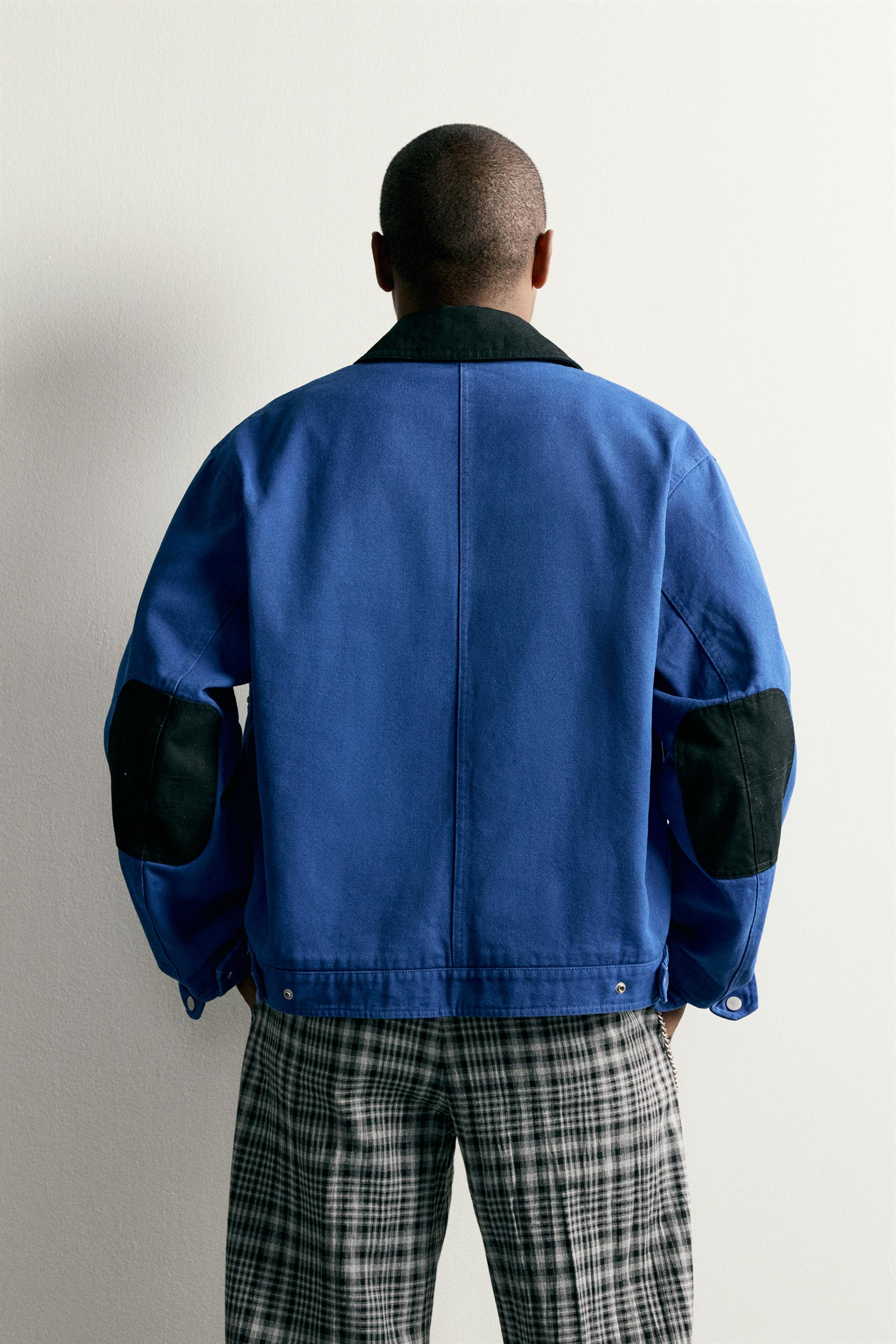 CROPPED FIT JACKET WITH CONTRASTING COLLAR