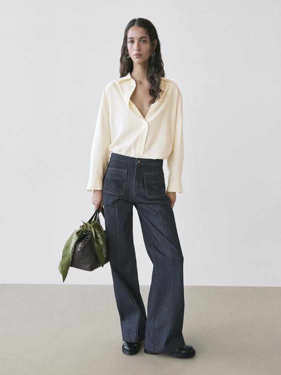 Flare fit high-waist jeans with pockets