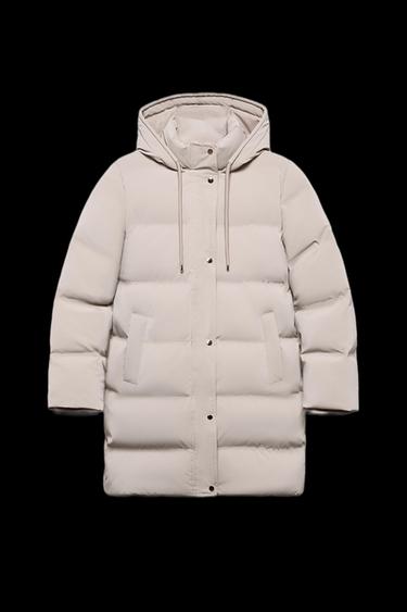 HALBLANGER ANORAK AUS GUMMIERTEM WINDPROOF-GEWEBE - Cremefarben von Zara