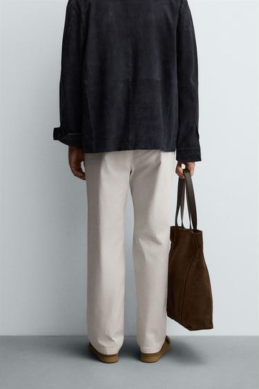 STRAIGHT-LEG TWILL TROUSERS - Stone by Zara - Image 2