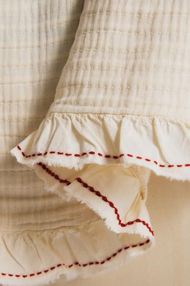 KIDS' TEXTURED BEDSPREAD WITH RUFFLE TRIM - Orange by Zara - Image 5