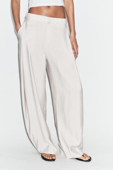 FLOWING PLEATED TROUSERS - Light grey by Zara