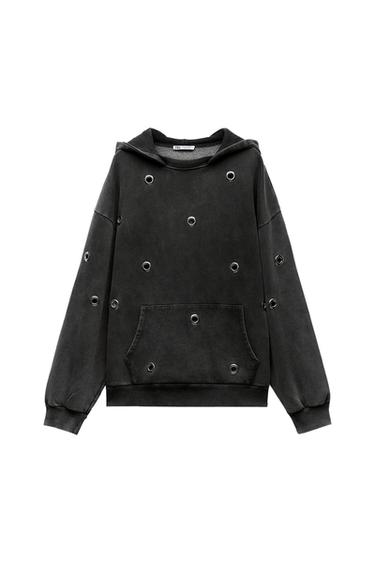 FADED-EFFECT RING HOODIE