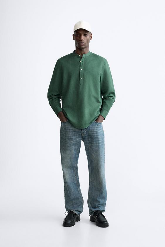 EPG Pure Cotton Full sleeves men's Mandarin collar T-shirt - Sky