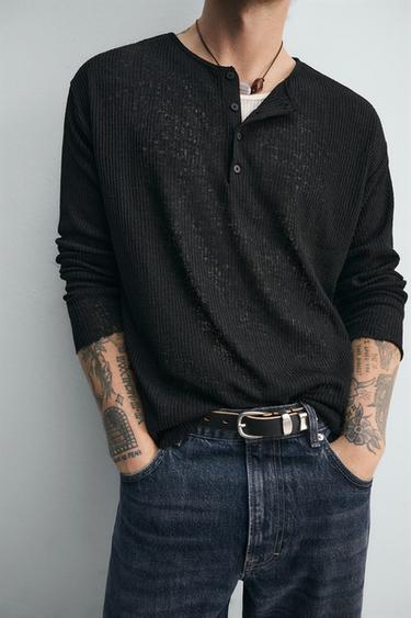 BUTTON-NECK KNIT TOP - Black by Zara - Image 5