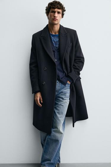 MANTEAU CROISÉ EN MÉLANGE DE LAINE MANTECO ® - Bleu marine de Zara - Image 6