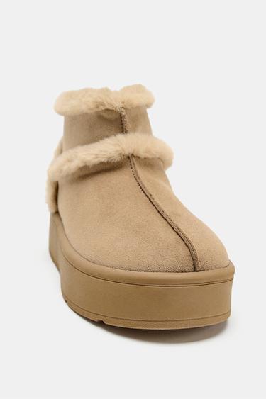 SOFT FAUX FUR ANKLE BOOTS - Brown by Zara - Image 4