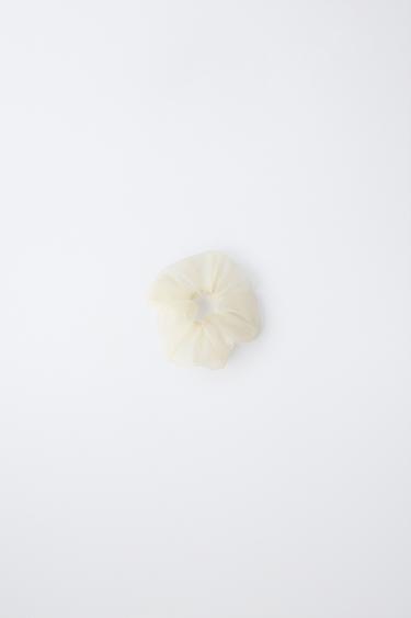 Zara ORGANZA ELASTIC HAIR TIE - White - Image 0
