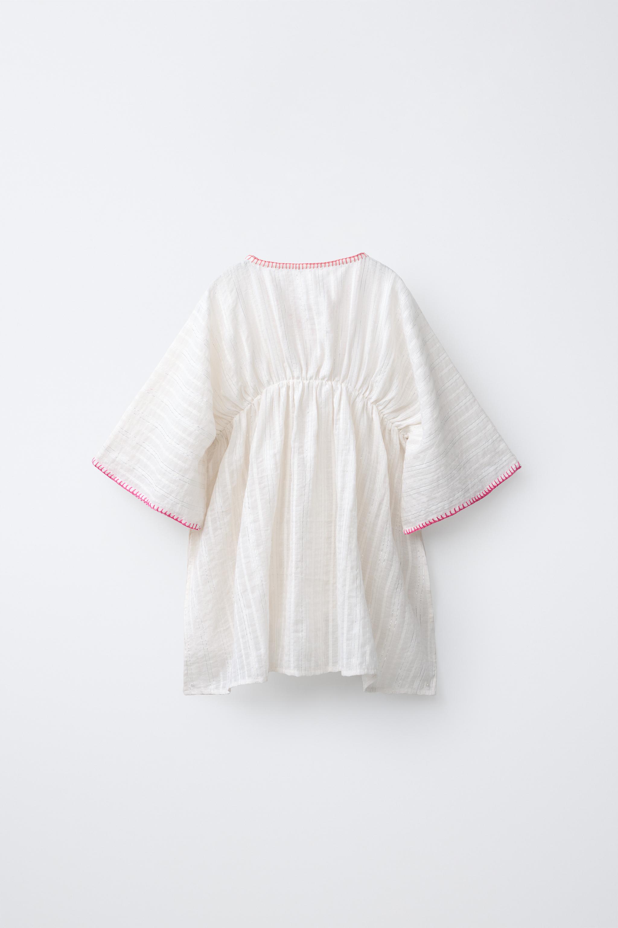 CONTRASTING SHINY CAFTAN - Ecru | ZARA United States
