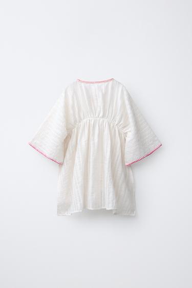 CAFTAN BRILLANT À CONTRASTE - Écru de Zara - Image 1