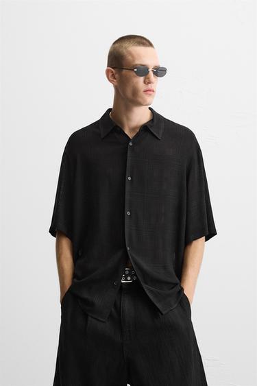 CHECK JACQUARD SHIRT - Black by Zara