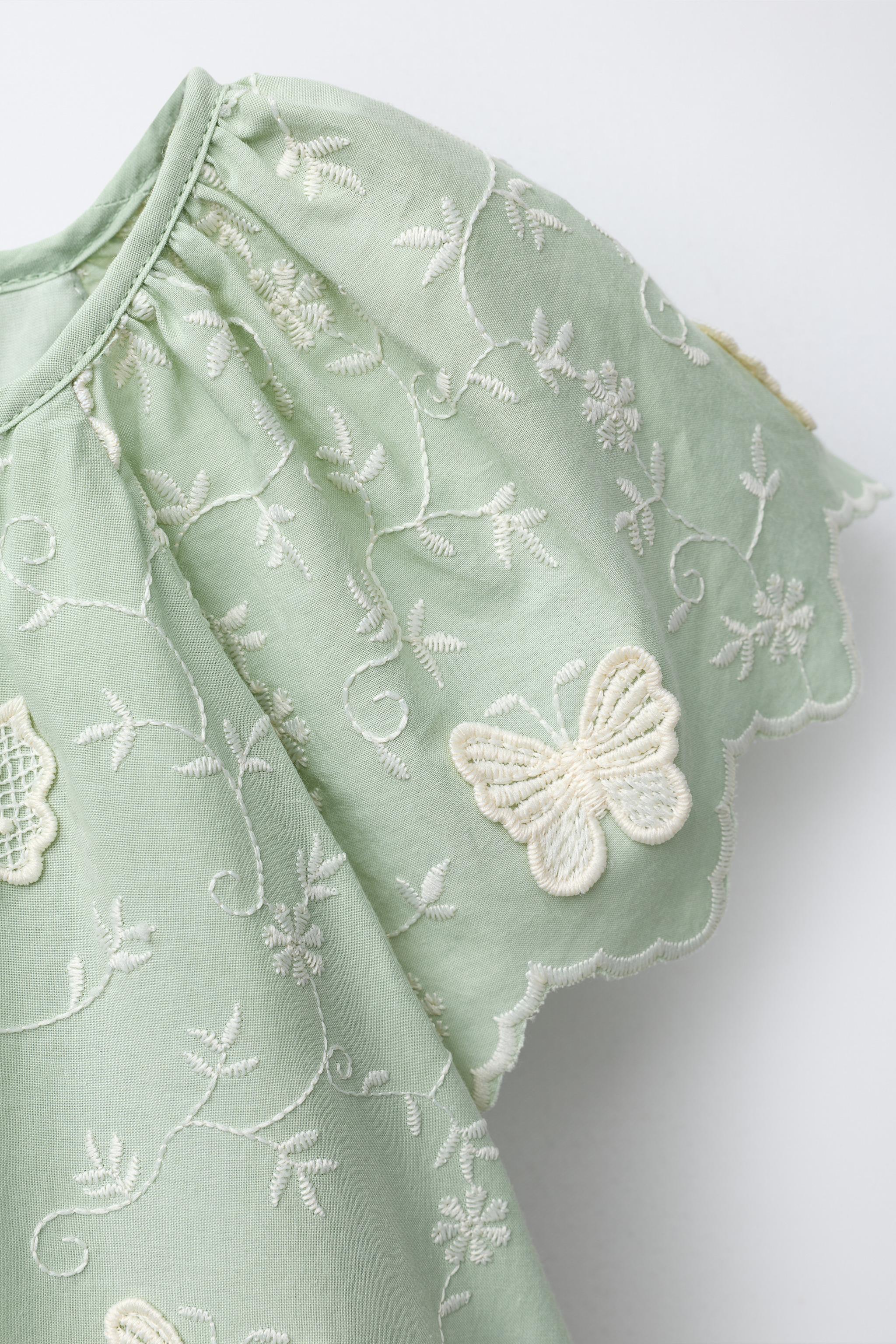 EMBROIDERED BUTTERFLY DRESS