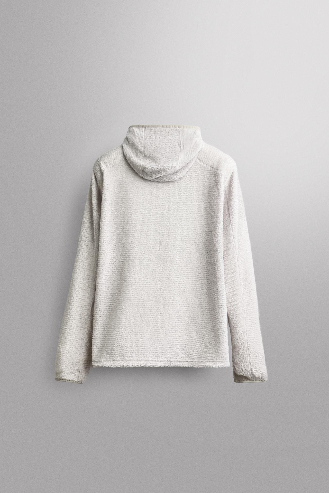 TEXTURED FLEECE HOODIE — white