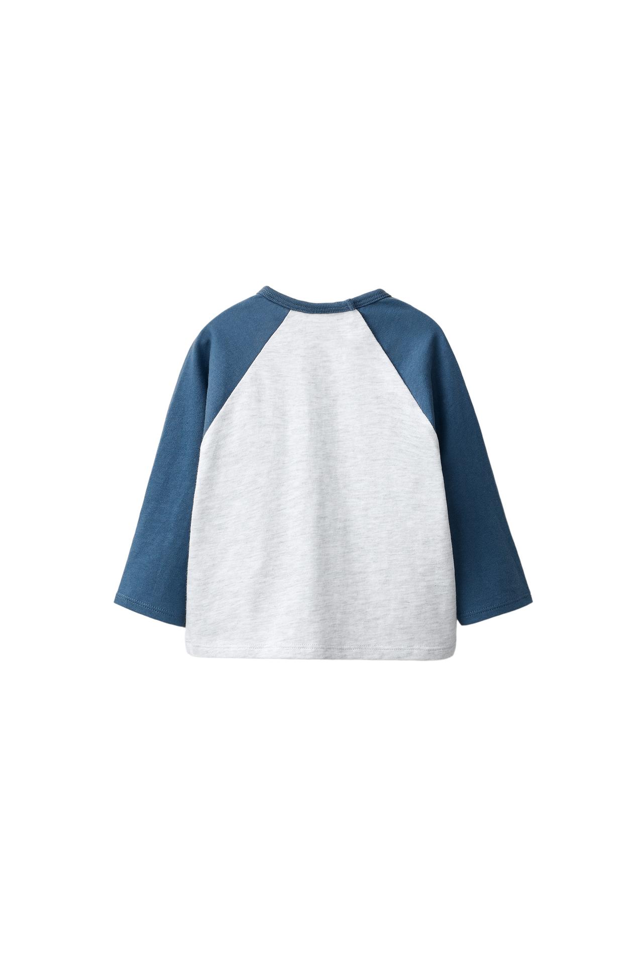 CONTRAST RAGLAN SLEEVE T-SHIRT — Blue / White