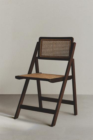 Zara Kahverengi - AHŞAP VE RATTAN KATLANIR SANDALYE