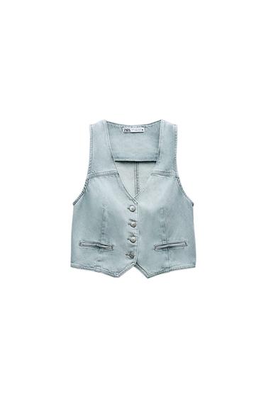 Z1975 DENIM CROPPED WAISTCOAT