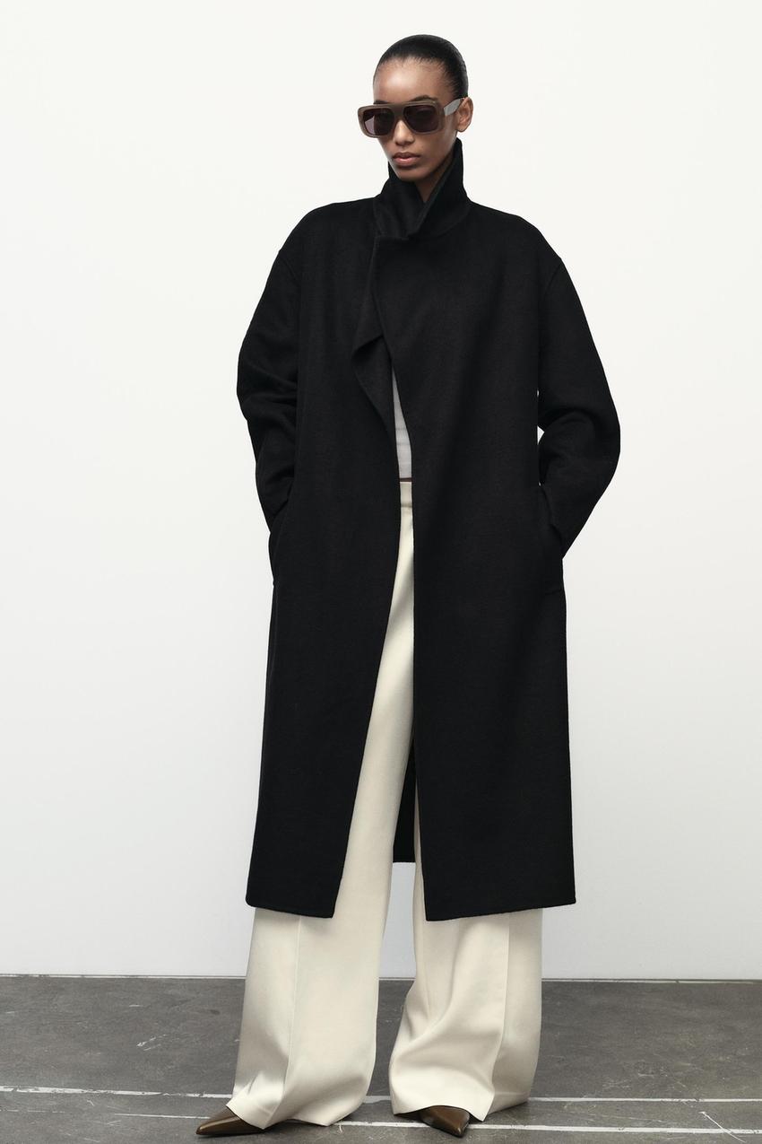 ベルト ウールブレンドコート - ブラック | ZARA Japan / 日本