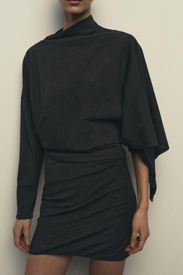 ROBE COURTE ASYMÉTRIQUE - Anthracite foncé de Zara - Image 3