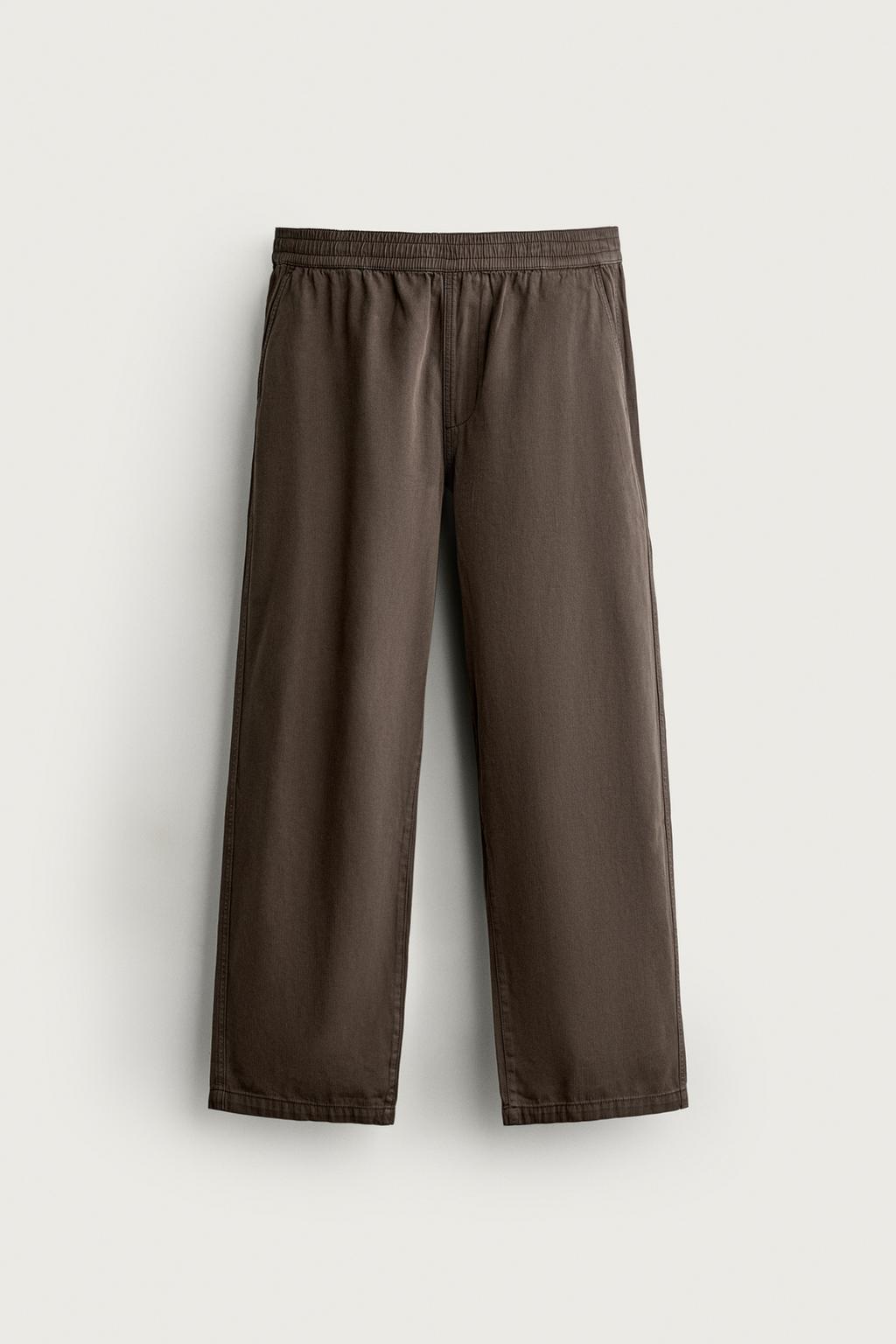 RELAXED FIT HERRINGBONE TROUSERS
