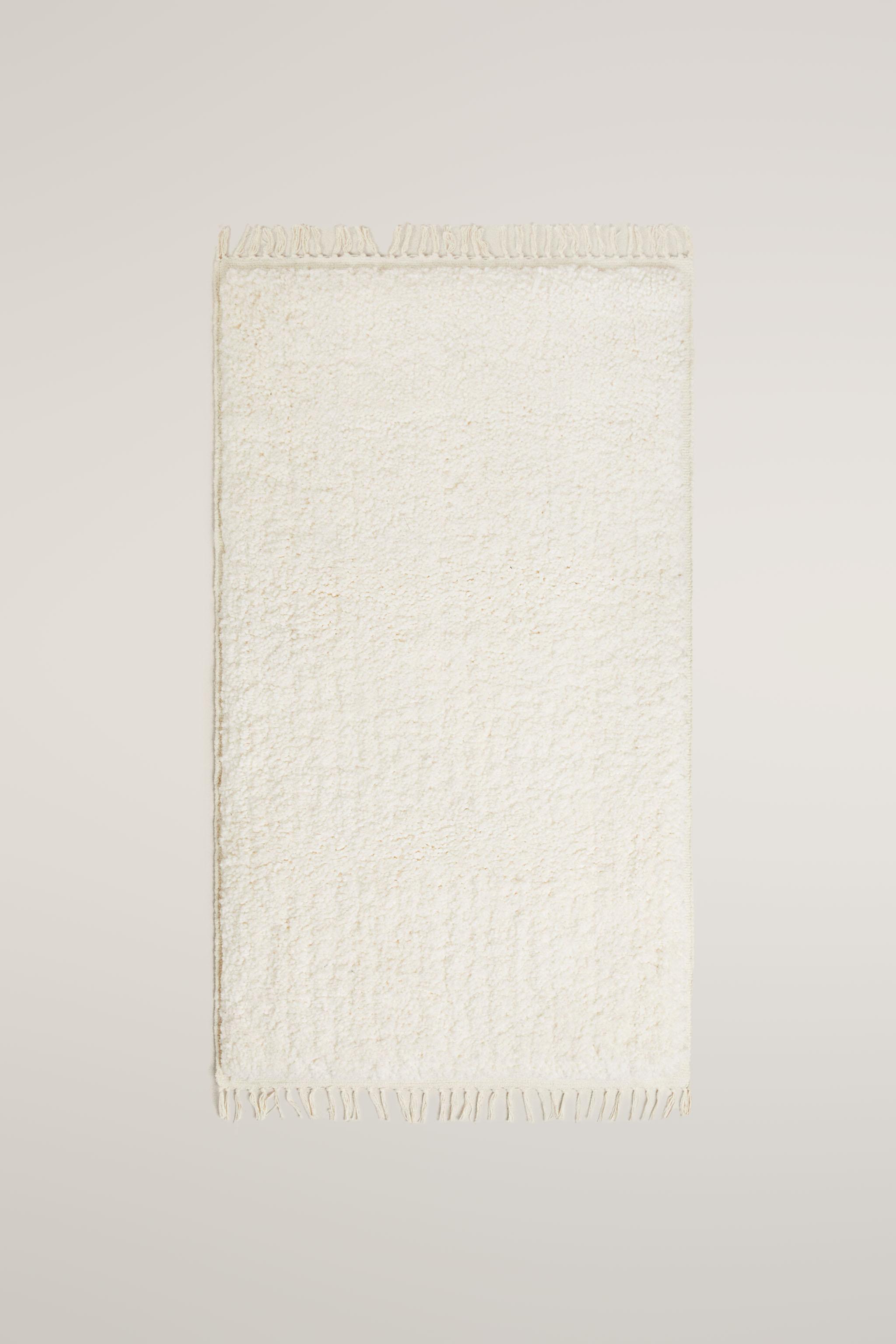 RECTANGULAR TEXTURED COTTON AREA RUG - White | ZARA Canada