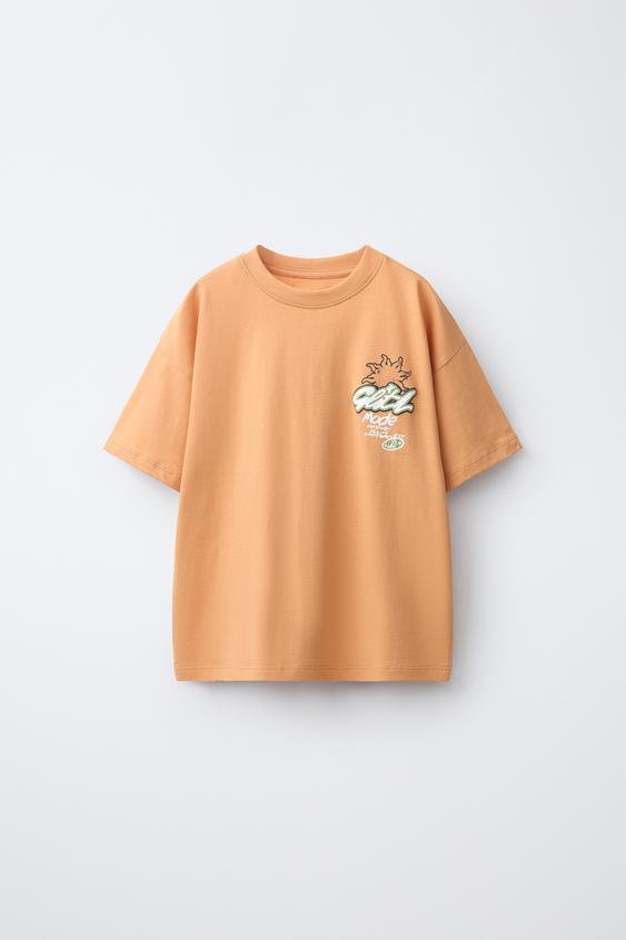 CAMISETA ESTAMPADO GRAFITTI - Naranja de Zara - Imagen 0