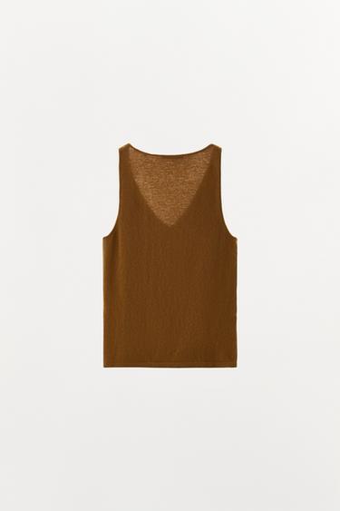 TOP À BRETELLES 100 % LAINE - Camel moyen de Zara - Image 3