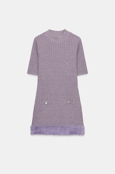 ROBE STRUCTURÉE EFFET FOURRURE - Violet de Zara - Image 4