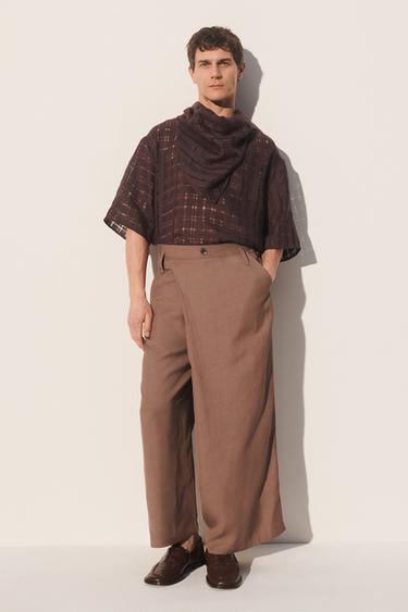 RELAXED FIT WRAP TROUSERS - Taupe grey by Zara
