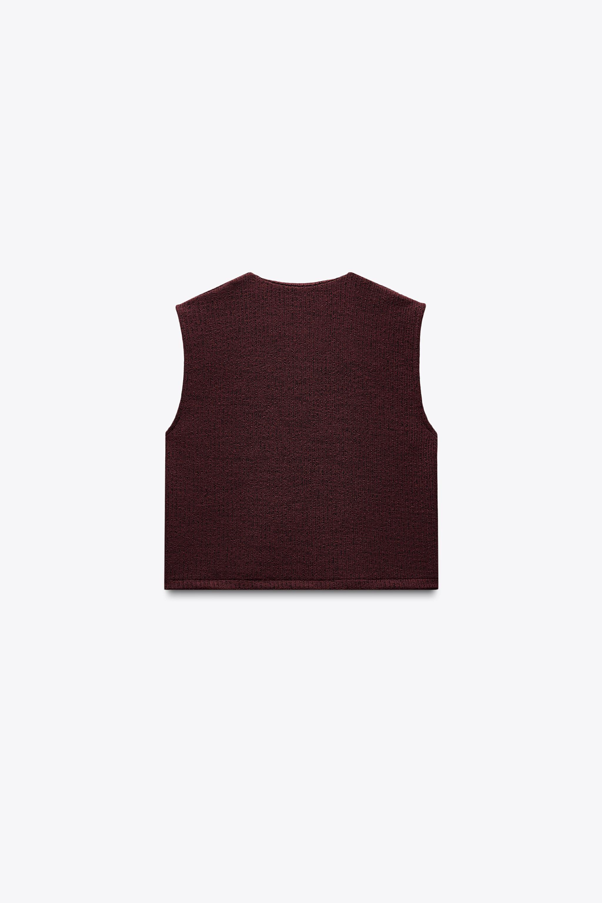 テクスチャーボタンベストトップス - ブラック | ZARA Japan / 日本