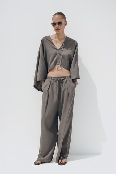 KIMONO CAPA ASIMÉTRICO - Gris oscuro de Zara