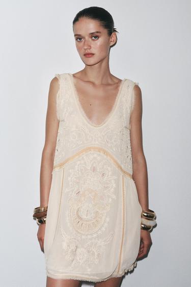 ZW COLLECTION EMBROIDERED DRESS - Ecru by Zara - Image 1