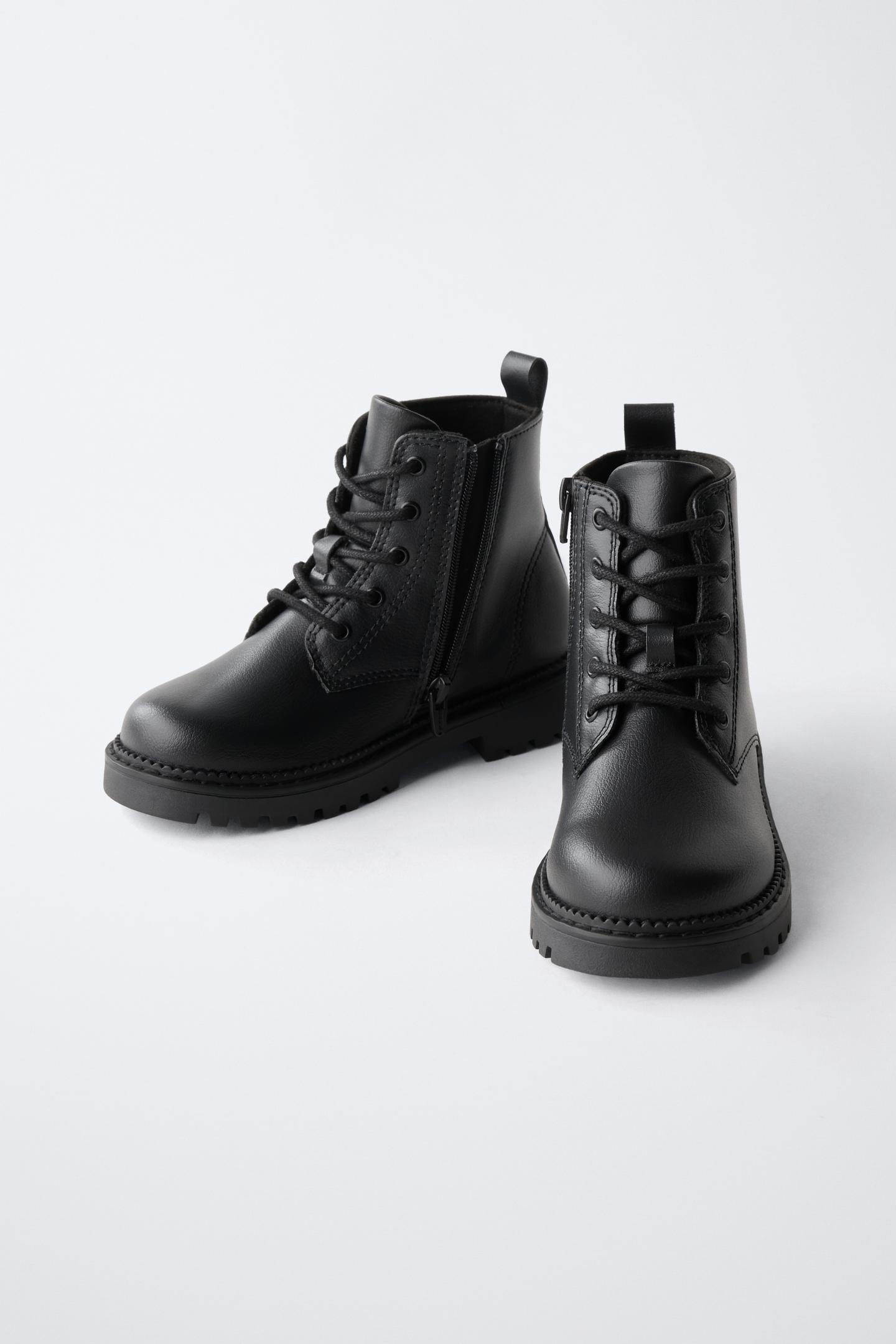 Детские ботинки Zara Lace-Up Ankle, цвет: Чёрный — фото 3