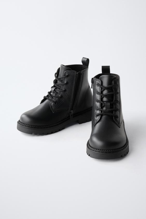 レースアップショートブーツ - ブラック | ZARA Japan / 日本