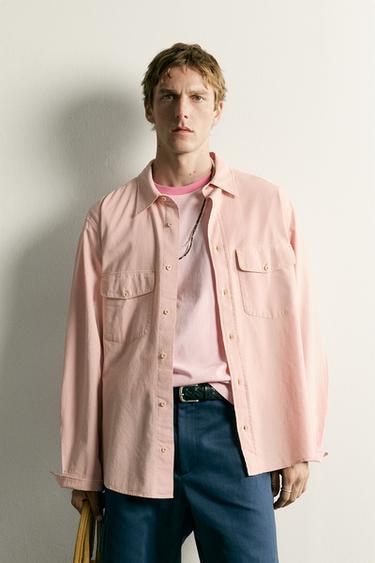 RELAXED FIT POCKET SHIRT - Light pink by Zara