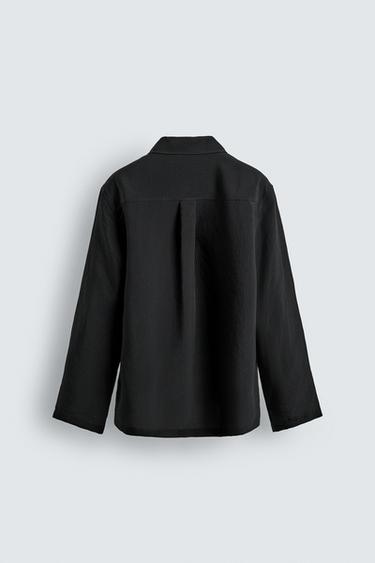 SURCHEMISE FLUIDE EN JACQUARD À RAYURES - Noir de Zara - Image 7