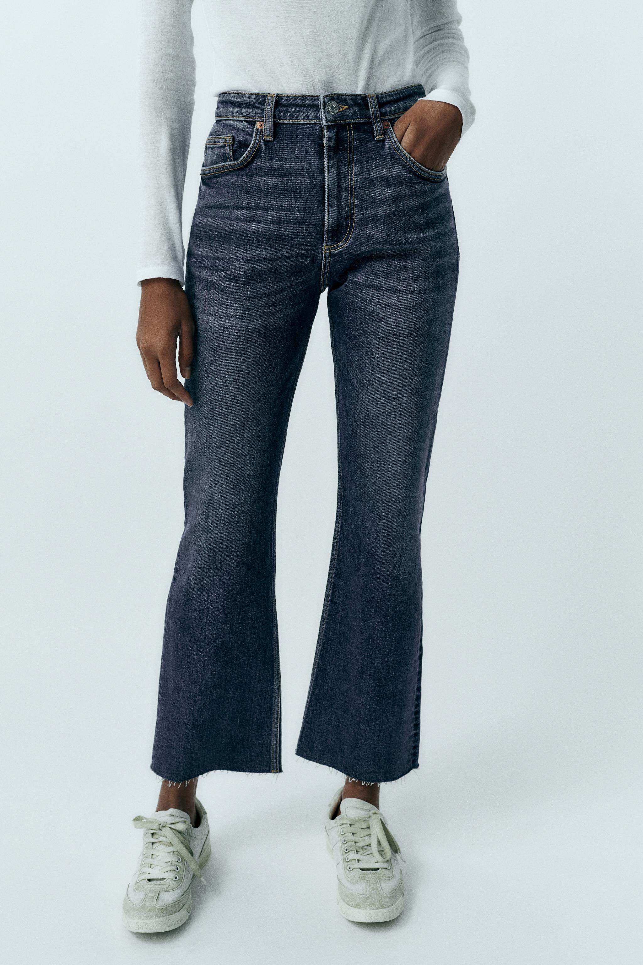 TRF MID-RISE FLARE CROPPED JEANS - Navy blue