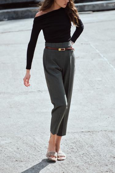 PANTALÓN TIRO ALTO - Gris antracita de Zara