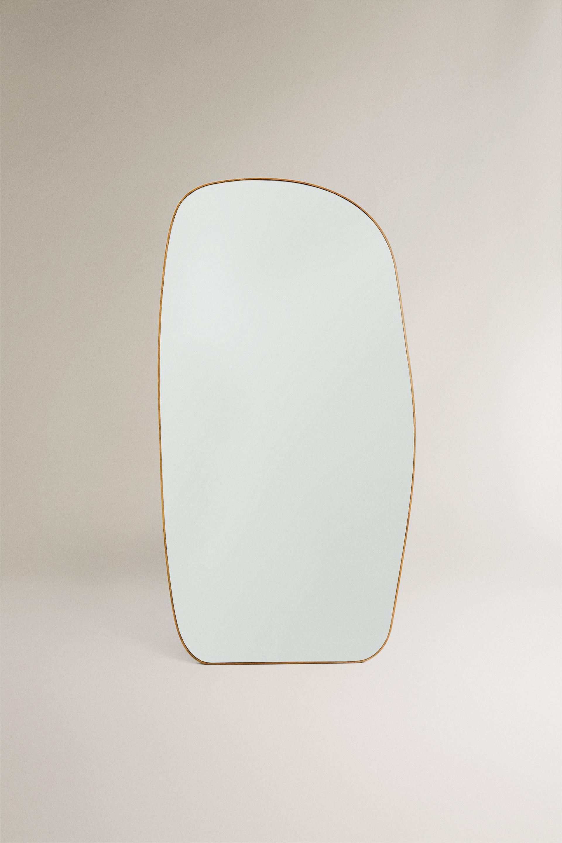 Irregular Full Length Oak Wood Frame Mirror