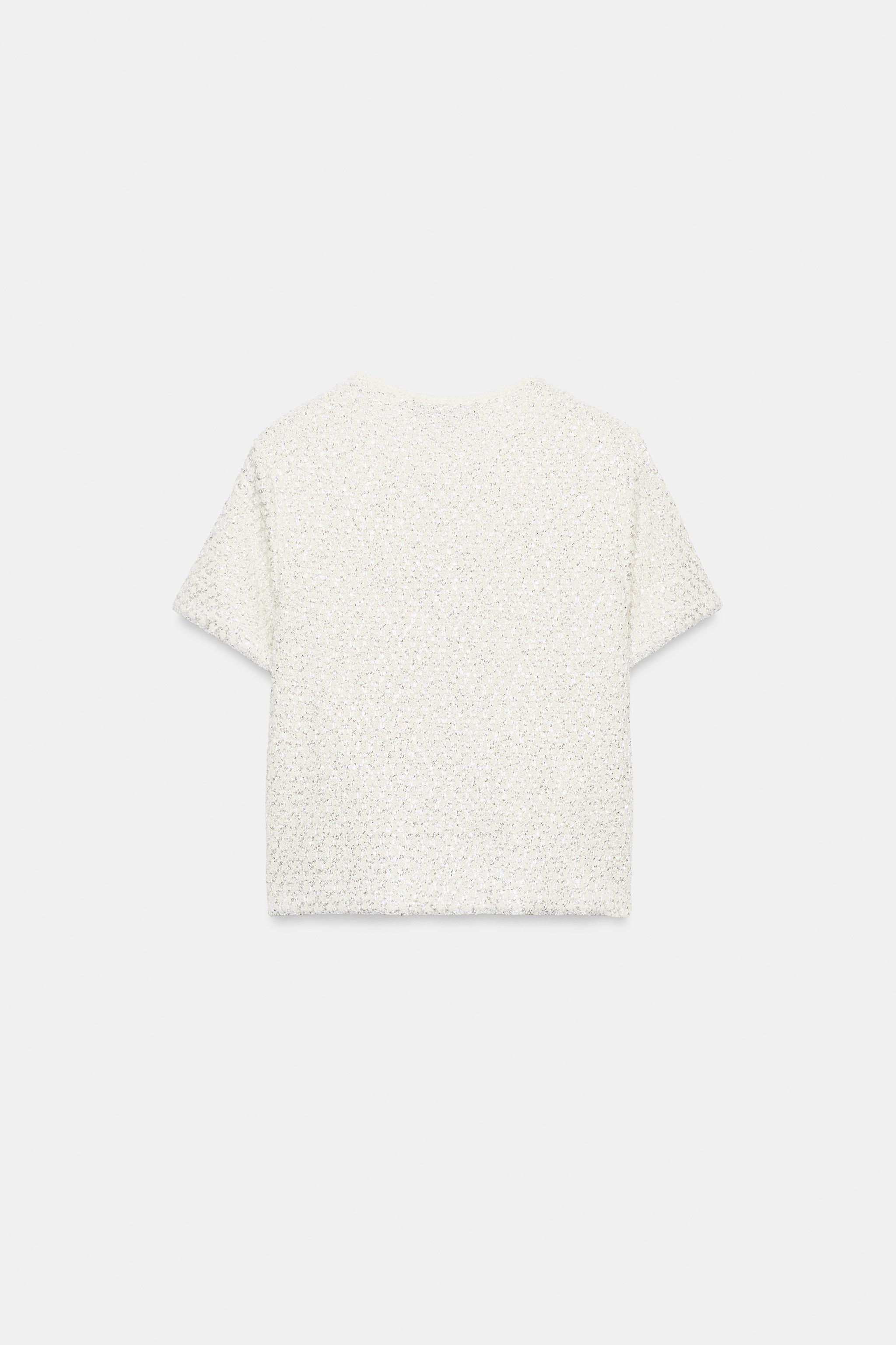 Женские кардиганы Zara SEQUIN AND METALLIC THREAD CARDIGAN — фото 8