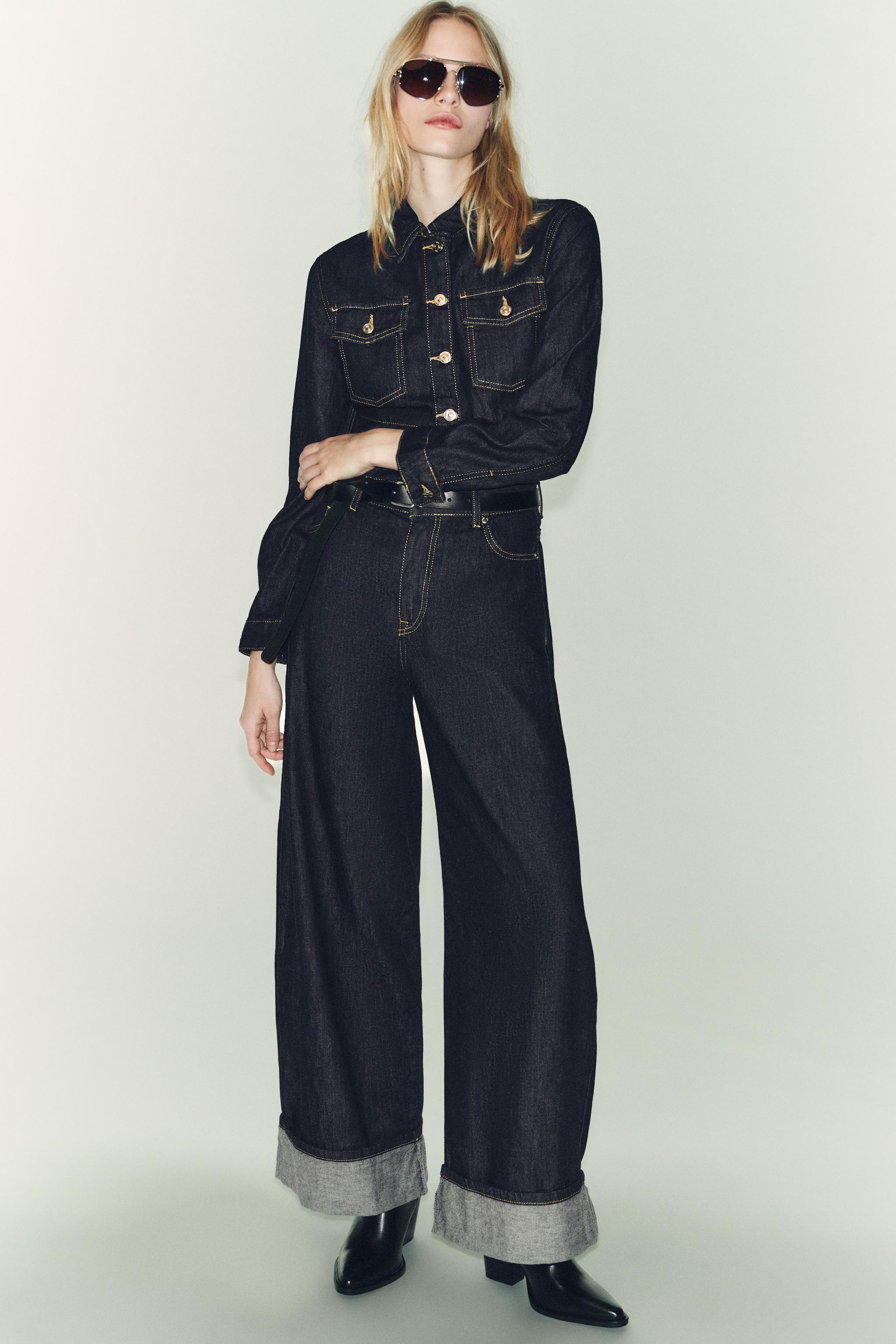 JEANS Z1975 STRAIGHT ハイウエスト ターンアップ - ブルー | ZARA