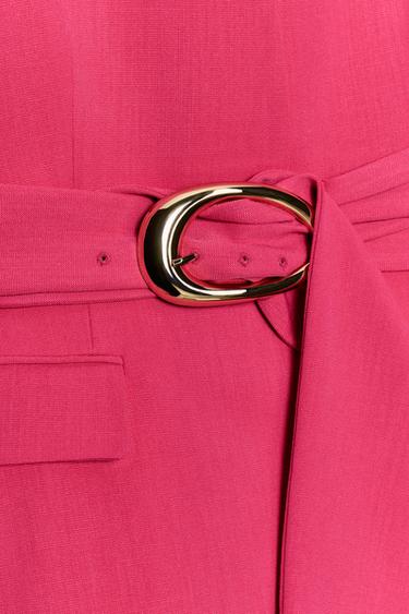 BLAZER WITH SHOULDER PADS AND BELT - Fuchsia by Zara - Image 7