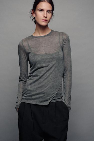 DOUBLE LAYER T-SHIRT — Gray marl 1