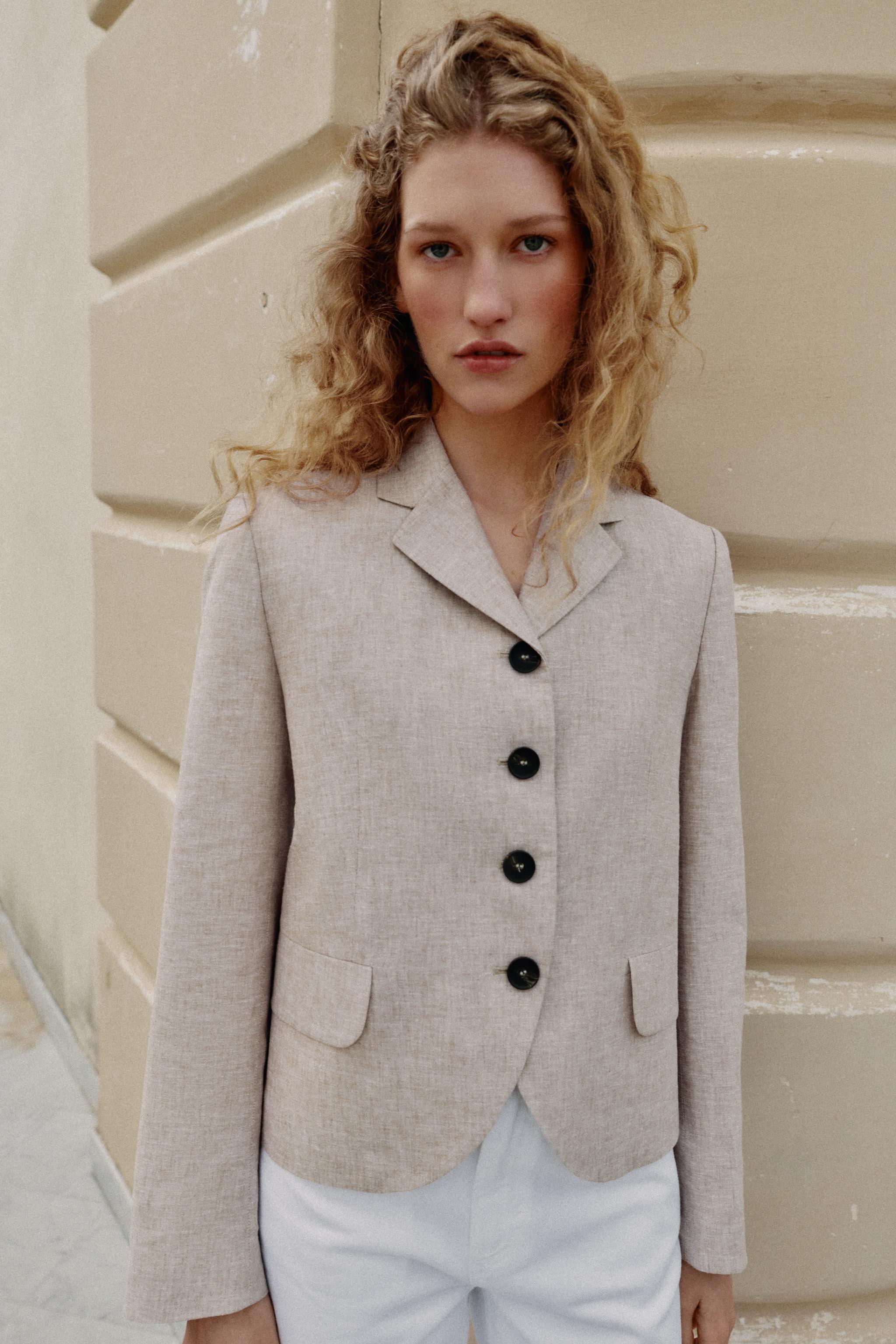 Женские пиджаки Zara STRAIGHT CUT LINEN BLAZER WITH DARTS — фото 4