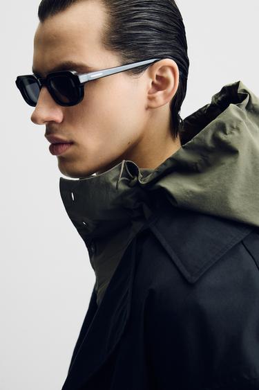 Zaras KORT TEKNISK TRENCHCOAT - Svart - Bild 0